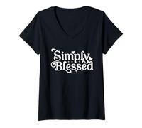 Femme Une famille bénie au-delà de toute mesure Une famille bénie qui bénit la foi T-Shirt avec Col en V