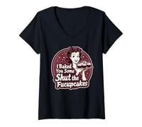 Femme Une femme au foyer vintage drôle, je t'ai préparé des cupcakes T-Shirt avec Col en V