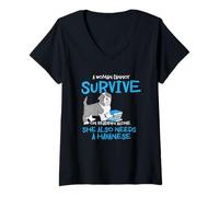 Femme Une Femme ne Peut Pas survivre en lisant Seule Un Chien Havanais T-Shirt avec Col en V