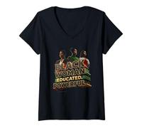 Femme Une Femme Noire instruite, Un Mois Puissant de l’Histoire T-Shirt avec Col en V