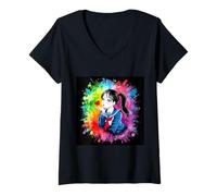 Femme Une femme romantique jette un baiser T-Shirt avec Col en V