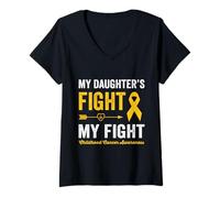 Femme Une Fille atteinte d'un Cancer Infantile Le Combat de ma Fille est Mon Combat T-Shirt avec Col en V
