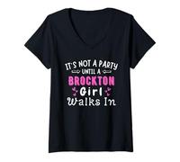 Femme Une fille de Brockton entre dans une fête, une fille de la côte est du Massachusetts T-Shirt avec Col en V