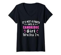 Femme Une fille de Cambridge fait la fête sur la côte est du Massachusetts T-Shirt avec Col en V