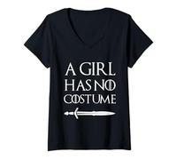 Femme Une Fille n'a Pas de Costume - Trick Or Treat d'halloween Effrayant Amusant T-Shirt avec Col en V