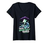Femme Une Foi Plus Grande Que Mes peurs Croyant chrétien T-Shirt avec Col en V