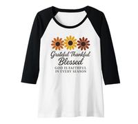 Femme Une Foi reconnaissante, reconnaissante et bénie, Dieu est fidèle Manche Raglan