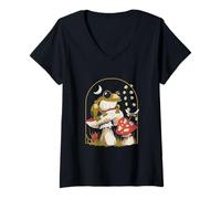 Femme Une Grenouille Parmi Les Champignons T-Shirt avec Col en V