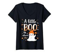 Femme Une Grossesse fantôme Mignon révèle qu'un Petit Boo est Presque dû T-Shirt avec Col en V