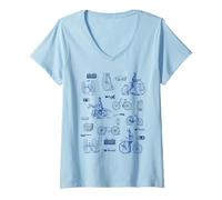Femme Une Histoire de l'illustration du Cyclisme T-Shirt avec Col en V