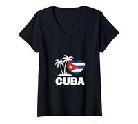 Femme Une île d'amour drôle à Cuba Qui évoque Une Ambiance Tropicale T-Shirt avec Col en V