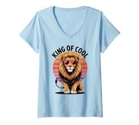 Femme Une illustration d’un lion T-Shirt avec Col en V