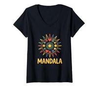 Femme Une Illustration de Mandala T-Shirt avec Col en V