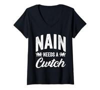 Femme Une Jolie mère galloise a Besoin d'une Grand-mère galloise Catch St Davids T-Shirt avec Col en V