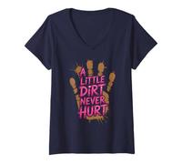 Femme Une Jolie Petite saleté ne Fait jamais de Mal à Mud Run Mudder Queen Mudding Kid T-Shirt avec Col en V