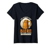 Femme Une Journée sans Bière Je Rigole Aucune Idée T-Shirt avec Col en V