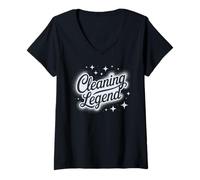 Femme Une légende du Nettoyage motivante Housekeeper Crew Scrub Lady T-Shirt avec Col en V