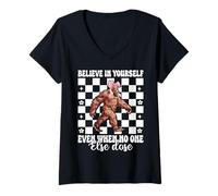 Femme Une maman drôle de Bigfoot Sasquatch, croyez en vous T-Shirt avec Col en V