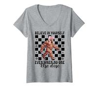 Femme Une maman drôle de Bigfoot Sasquatch, croyez en vous T-Shirt avec Col en V