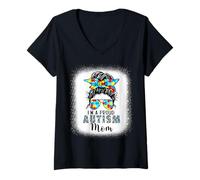Femme Une Maman sensibilisée à l'Autisme soutient I'm A Proud Autism Mom T-Shirt avec Col en V