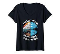 Femme Une mauvaise journée de pêche vaut mieux que les jours de travail T-Shirt avec Col en V