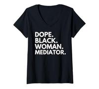 Femme Une médiatrice Noire Dope a habilité Le Mois de l'histoire des Noirs T-Shirt avec Col en V