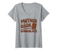 Femme Une mère de mariée drôle alimentée par Chocolate Wedding T-Shirt avec Col en V