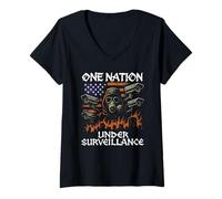 Femme Une Nation sous Surveillance, 1984, État Policier, Aucune Vie privée T-Shirt avec Col en V
