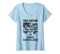 Femme Une Nation sous Surveillance, 1984, État Policier, Aucune Vie privée T-Shirt avec Col en V