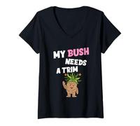 Femme Une nouveauté drôle, Offensive et grossière : My Bush a Besoin d'une Coiffure ajustée T-Shirt avec Col en V