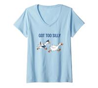 Femme Une oie poursuivie par Un Flic a Un Design trop Stupide T-Shirt avec Col en V