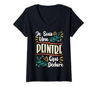 Femme Une Peintre Qui Déchire Cadeau Pour Artiste Peintre Femme T-Shirt avec Col en V