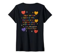 Femme Une Personne chère, Une Source d'inspiration et de Bien-être, derrière Moi, l'humanité, l'amour T-Shirt avec Col en V