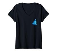 Femme Une Petite Cloche Bleue T-Shirt avec Col en V