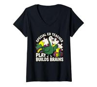 Femme Une pièce de théâtre spéciale pour professeurs d'éducation construit des Cerveaux inclusifs T-Shirt avec Col en V