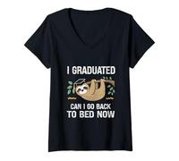 Femme Une remise de diplôme amusante, j'ai obtenu mon diplôme, puis-je retourner au lit maintenant T-Shirt avec Col en V