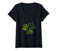 Femme Une Seule découpe de trèfle à Trois Feuilles T-Shirt avec Col en V