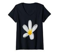 Femme Une Seule Fleur de Prunier isolée T-Shirt avec Col en V