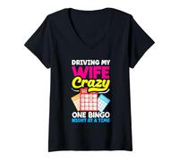 Femme Une soirée de bingo qui rend ma femme folle T-Shirt avec Col en V