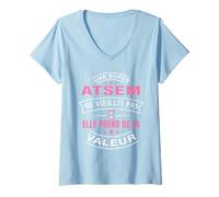 Femme Une Super ATSEM ne vieillit pas cadeau ATSEM T-Shirt avec Col en V