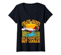 Femme Une tante pilote comme une tante ordinaire mais des femmes plus cool T-Shirt avec Col en V