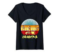 Femme Une Tequila, Deux Tequila, Trois Tequila Floor Vintage Drinking T-Shirt avec Col en V