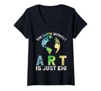 Femme Une Terre Vintage sans Art, C'est Juste Eh Planet Art Earth Day T-Shirt avec Col en V
