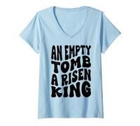 Femme Une Tombe Vide, Un Roi Risen Christian Men & Women Loves God T-Shirt avec Col en V