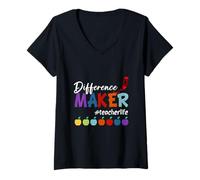 Femme Une Vie d'enseignant Qui Fait la différence La Vie des Enseignants à la rentrée T-Shirt avec Col en V