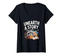 Femme Unearth a Story Reading Raton Laveur T-Shirt avec Col en V
