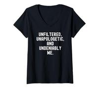 Femme Unfiltered Unapologetic Indeniably Me Bold Confidence T-Shirt avec Col en V