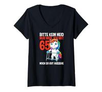 Femme Unicorn 65e Anniversaire Pas De Jalousie, s'il Vous Plaît - T-Shirt avec Col en V
