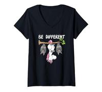 Femme Unicorn Bat Fairytale Be Different T-Shirt avec Col en V, Noir, XL