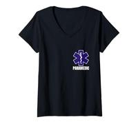 Femme Uniforme ambulancier ambulancier EMT EMT EMS Star of Life T-Shirt avec Col en V
